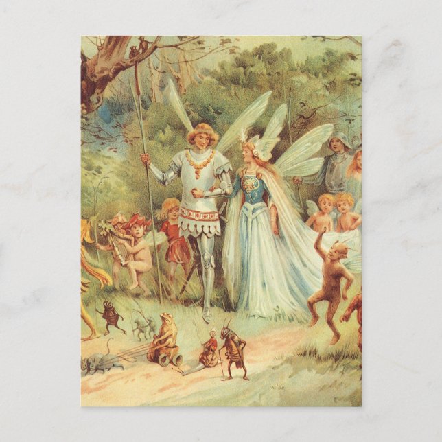 Thumbelina und Prince Wedding, Vintage Mairy Tales Postkarte (Vorderseite)