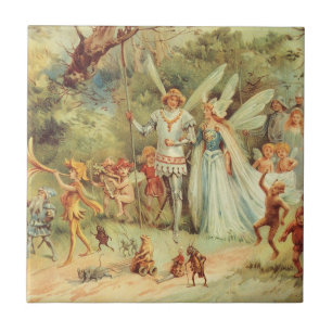 Thumbelina und Prinz Hochzeit, Vintage Märchen Fliese