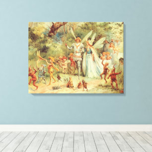 Thumbelina und Prinz Hochzeit, Vintage Märchen Leinwanddruck