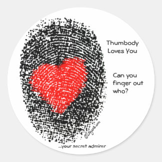 Thumbody-Lieben Sie Herz Fingerabdruckaufkleber Runder Aufkleber