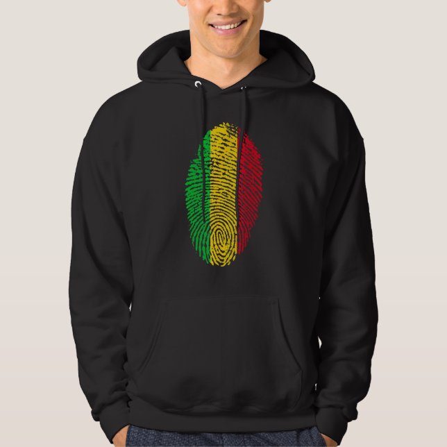 Thumbprint Fingerprint Mali Flag West Africa Hoodie (Vorderseite)