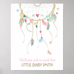 Thumbprint Gäestbook Dreamcatcher Fingerprint Baby Poster
