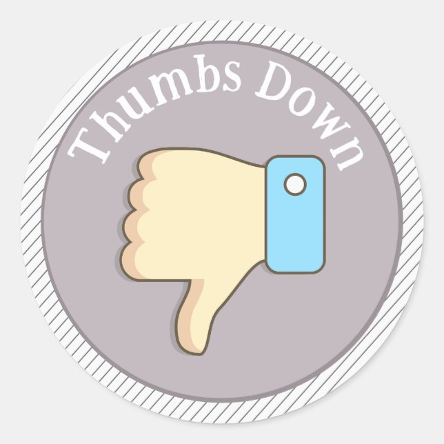 Thumbs Down Hand Purple Runder Aufkleber (Vorderseite)