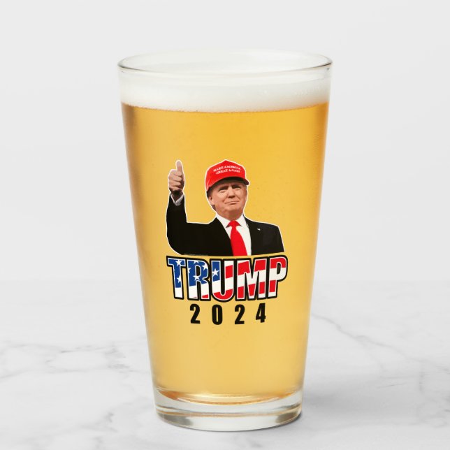 Thumbs Up Donald Trump 2024 Glas (Vorne (Gefüllt))