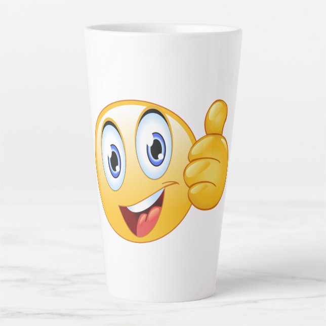 Thumbs Up Emoji gut gemacht glücklich lächelnd Ges Milchtasse (Vorderseite)