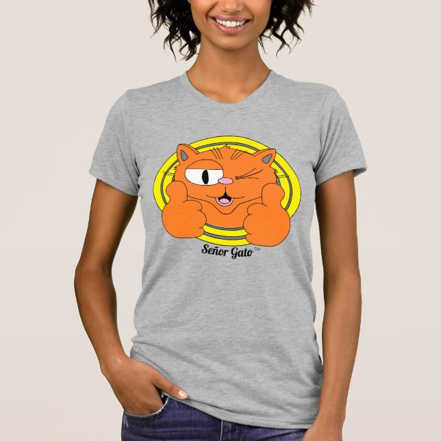Thumbs Up Señor Gato™ Niedlich Winking Cartoon Cat T-Shirt (Vorderseite)