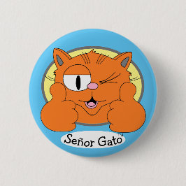 Thumbs Up Señor Gato Winking Cartoon Cat Button