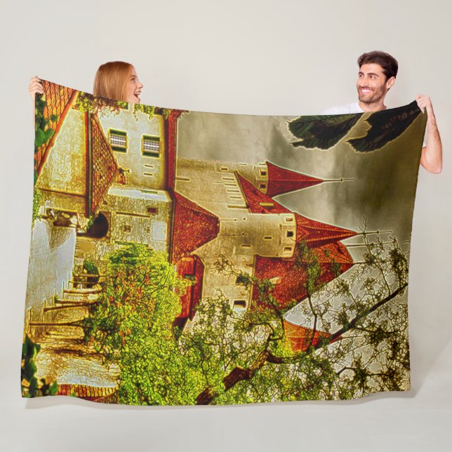 Thun Castle, Schweiz Akryllische Kunst Fleecedecke (Beispiel)