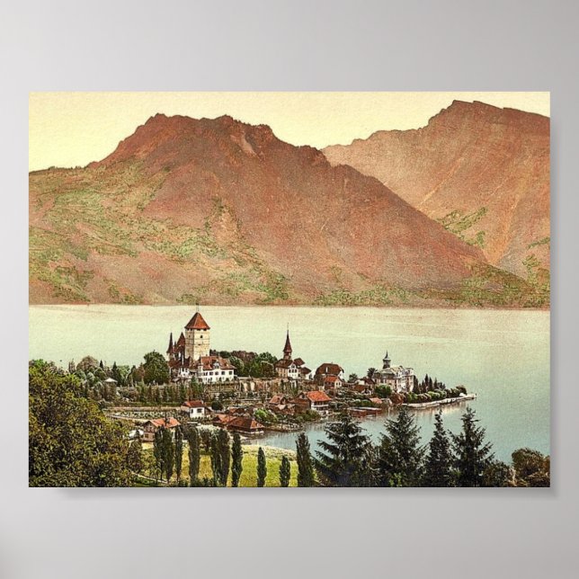 Thun, See, Spiez, Berner Oberland, Schweiz Poster (Vorne)