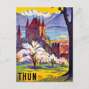 Thun, Stadt, Schloss und der See, Schweiz Postkarte