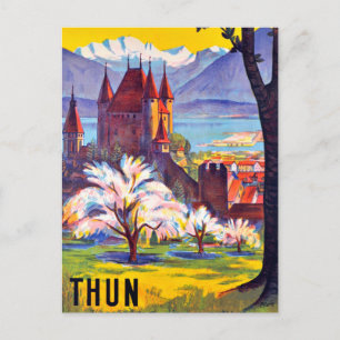 Thun, Stadt, Schloss und See, Schweiz Postkarte