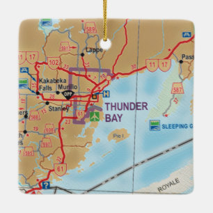 Thunder Bay auf Karte Keramikornament