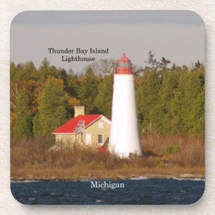 Thunder Bay Island Lighthouse 6 plastic coasters Getränkeuntersetzer