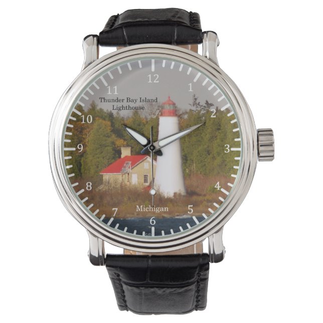 Thunder Bay Island Lighthouse-Uhr Armbanduhr (Vorderseite)