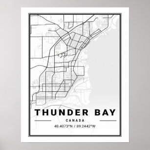 Thunder Bay Ontario Kanada Reisen City Map Poster