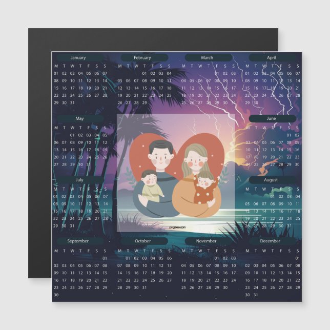 Thunder & Blitzkalender 2024 Magnetkarte (Vorne/Hinten)