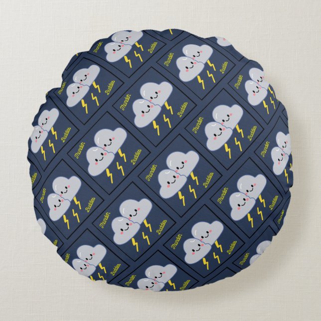 Thunder Buddies Rundes Kissen (Vorderseite)