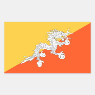 Thunder Dragon National Flag Bhutan Rechteckiger Aufkleber