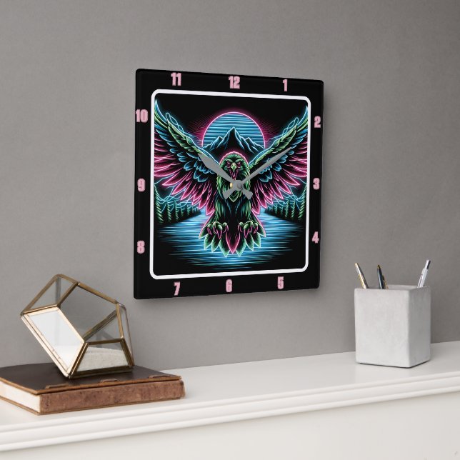 Thunder Falcon Luminous Timepiece Quadratische Wanduhr (Büro)