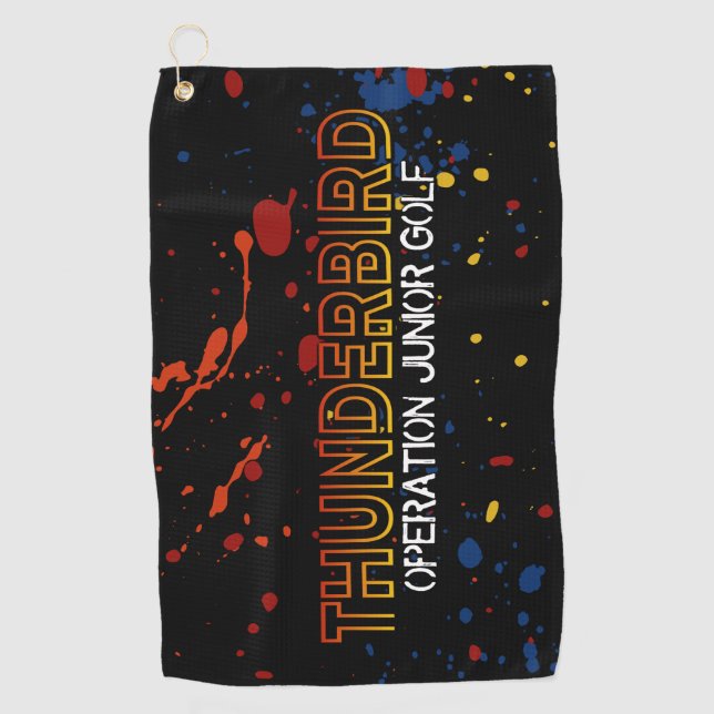 Thunderbird Golf Junior Tour Handtuch - Schwarze P (Vorderseite)