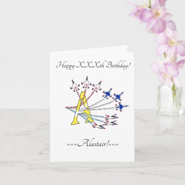 Thunderbird Initial A Birthday Card Karte (Orchidee)