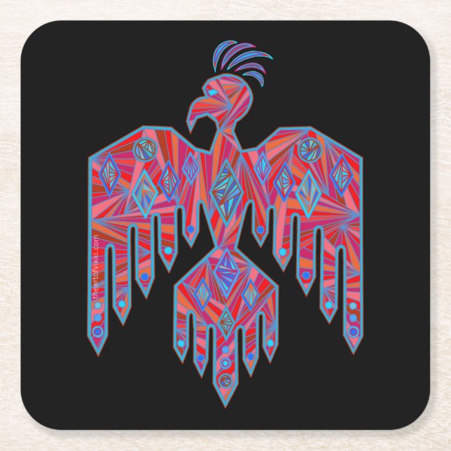 Thunderbird Southwest Art Native American Symbol Rechteckiger Pappuntersetzer (Vorderseite)