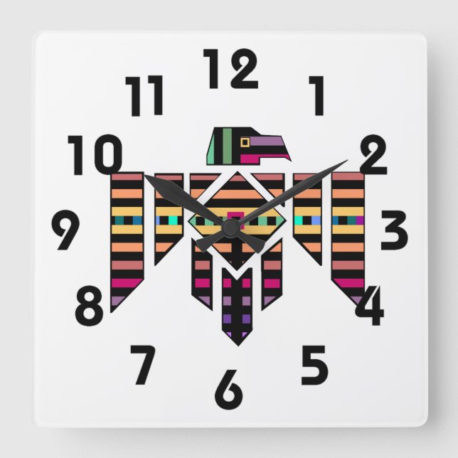 Thunderbird Wall Clock Quadratische Wanduhr (Vorderseite)