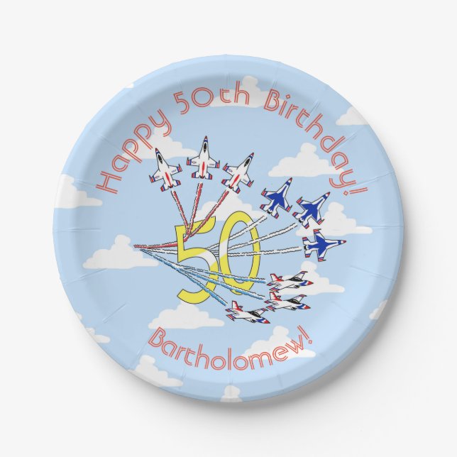 Thunderbirds 50. Geburtstag Blue Sky Paper Plate Pappteller (Vorderseite)