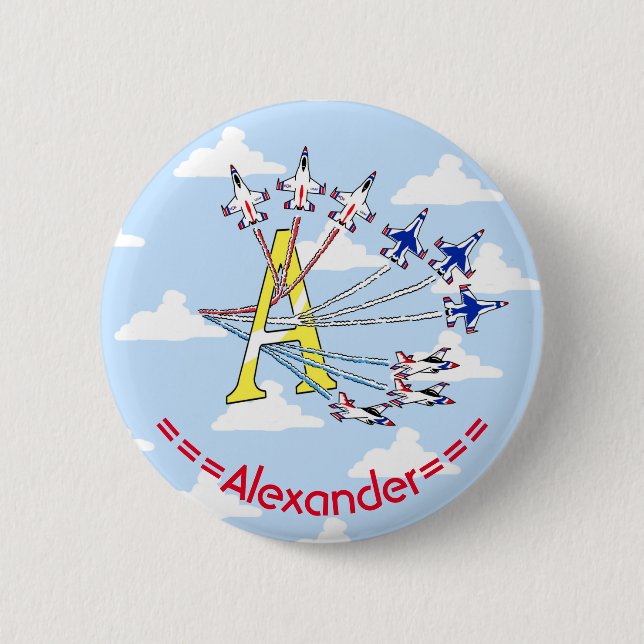 Thunderbirds Blue Sky Buchstabe A Anfangsabzeichen Button (Vorderseite)