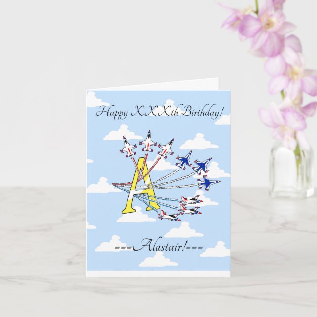 Thunderbirds Blue Sky Initial A Birthday Card Karte (Orchidee)