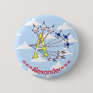 Thunderbirds Blue Sky Letter A Initiales Abzeichen Button