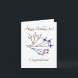 Thunderbirds Son Birthday Card Weiß Karte<br><div class="desc">Wie kann man den besonderen Geburtstag des Sohnes besser feiern als mit einer Fliegenvergangenheit der Thunderbird-Aerobic-Jets, die für ihre atemberaubenden Luftfedern und ihre rot-weiß-blauen Pfade berühmt sind, besonders wenn sie über die USA fliegen? Senden Sie eine feierliche Fliege-Vergangenheit an den Verwandten, der Flugzeuge Lieben, ein aufstrebender Pilot ist, oder jemand,...</div>