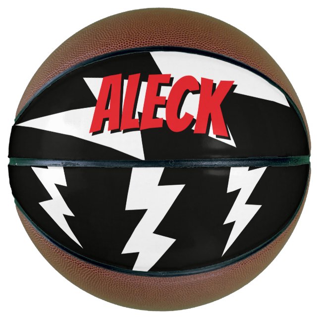 Thunderbolt lightning flash strikes personalized basketball (Vorderseite)