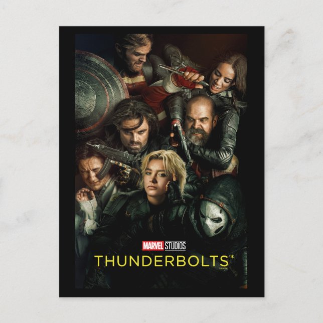 Thunderbolts* | Gruppe kämpft theatralisch Postkarte (Vorderseite)