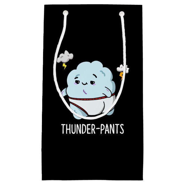 Thunderpants Funny Cloud Weather Pun Dark BG Kleine Geschenktüte (Vorderseite)