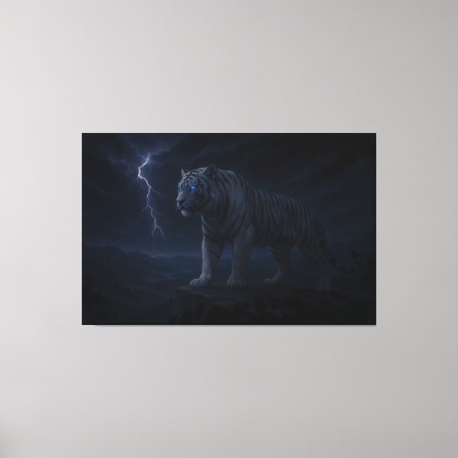 Thunderstorm Blue-Eye White Tiger – Fantasy Art Leinwanddruck (Vorderseite)