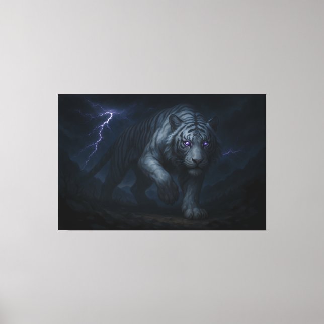 Thunderstorm King White Tiger – Fantasy Art Leinwanddruck (Vorderseite)