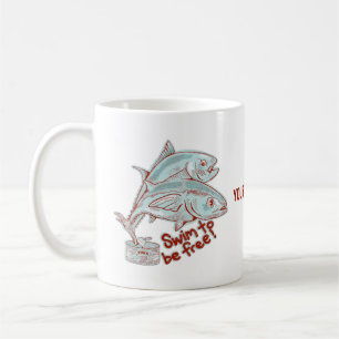 Thunfisch in lustiger Flucht Kaffeetasse