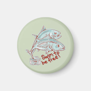 Thunfisch in lustiger Flucht Magnet