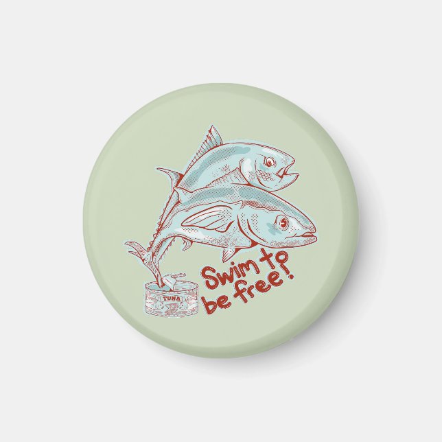 Thunfisch in lustiger Flucht Magnet (Vorne)