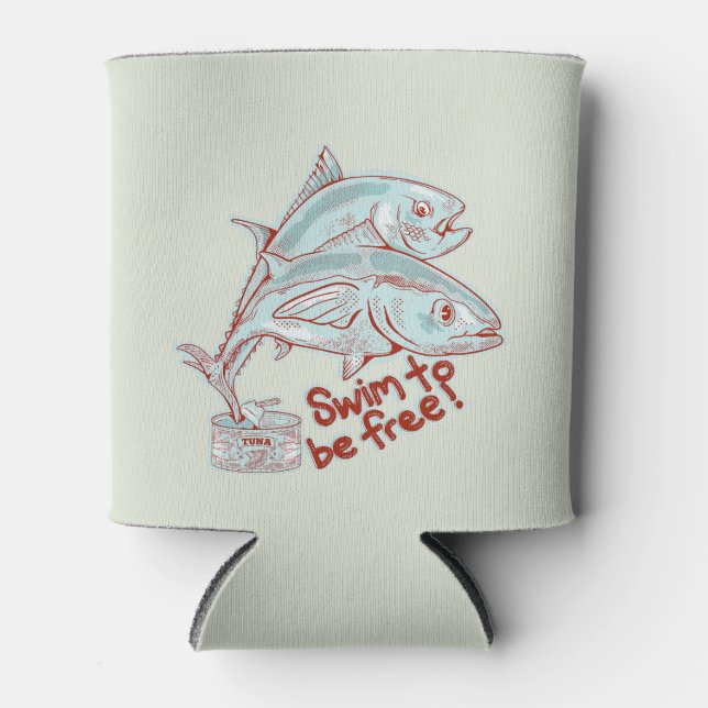 Thunfische, die eine Dose abwerfen Dosenkühler (Vorderseite)