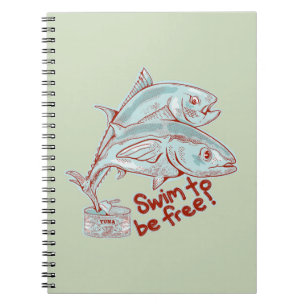 Thunfische, die eine Dose abwerfen Notizblock