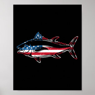 Thunfischfang Amerikanische Flagge Riesenblauer Th Poster