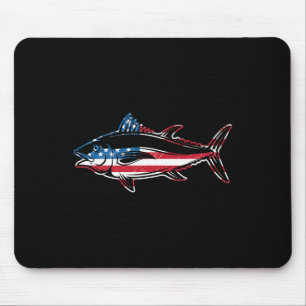 Thunfischfang Amerikanische Flagge Riesenblaufloss Mousepad