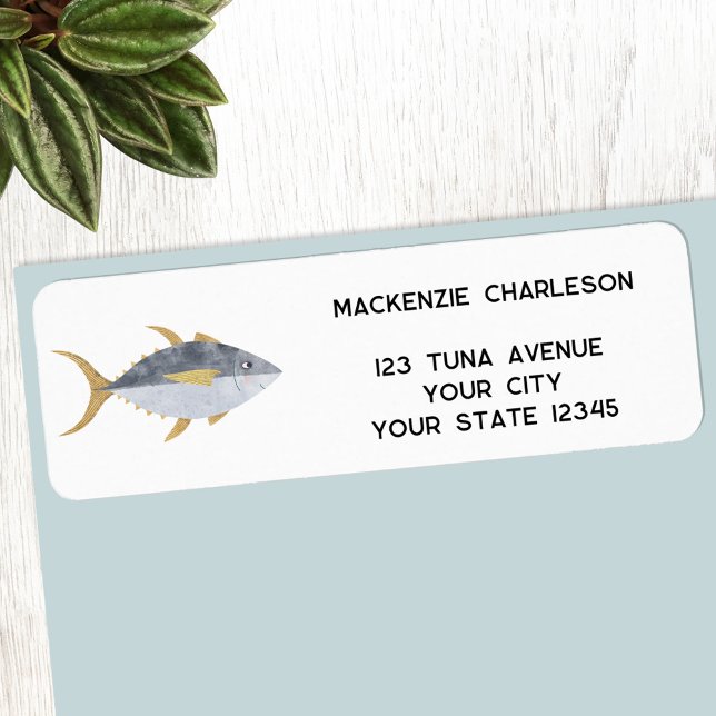 Thunfischfisch-Rücksendeadresse (Yellowfin Tuna fish personalized return address label)