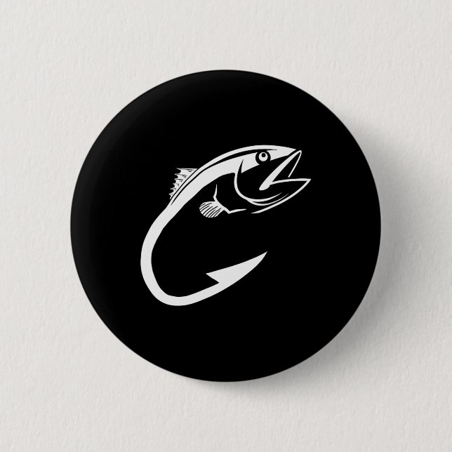 Thunfischhaken Minimal Fisher Man Fishing Lover Button (Vorderseite)