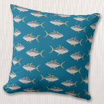 Thunfischmuster Kissen<br><div class="desc">Ein lustiges Muster von Thunfisch mit einem frechen Lächeln,  perfekt für diejenigen,  die Fisch,  Essen und Angeln Liebe. Originelle Kunst von Nic Squirrell.</div>
