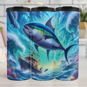Thunfischwelle: Boot, Sturm, Power im Ozean Thermosbecher