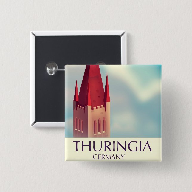 Thüringen Deutschland Reiseplakat Button (Vorne & Hinten)