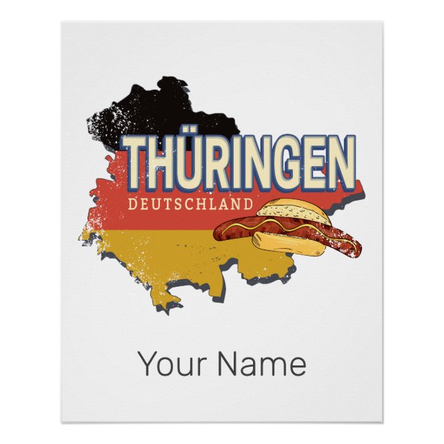 Thüringen Deutschland Retro Bundesstaatlicher Staa Poster (Vorderseite)